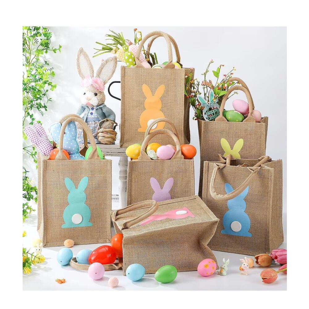 12 Pieces Easter Burlap Gift Bags